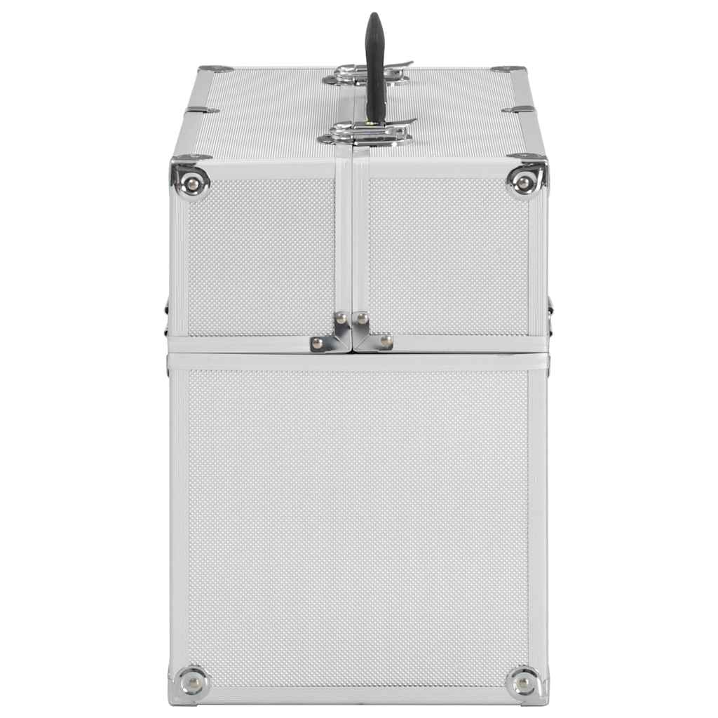 vidaXL Make-up Case 38x23x34 cm Silver Aluminium 4