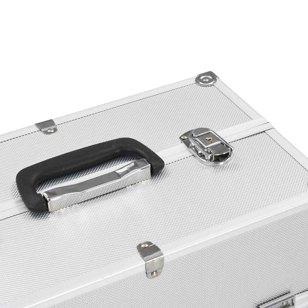 vidaXL Make-up Case 38x23x34 cm Silver Aluminium 5
