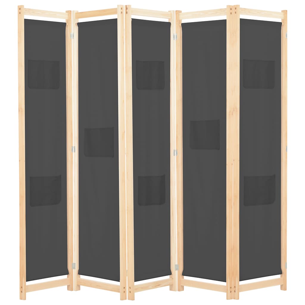 vidaXL 5-Panel Room Divider 200x170x4 cm Fabric