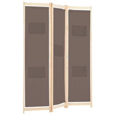 3-Panel Room Divider Brown 120x170x4 cm Fabric