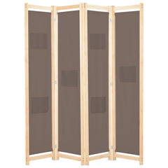 vidaXL 4-Panel Room Divider Brown 160x170x4 cm Fabric 1