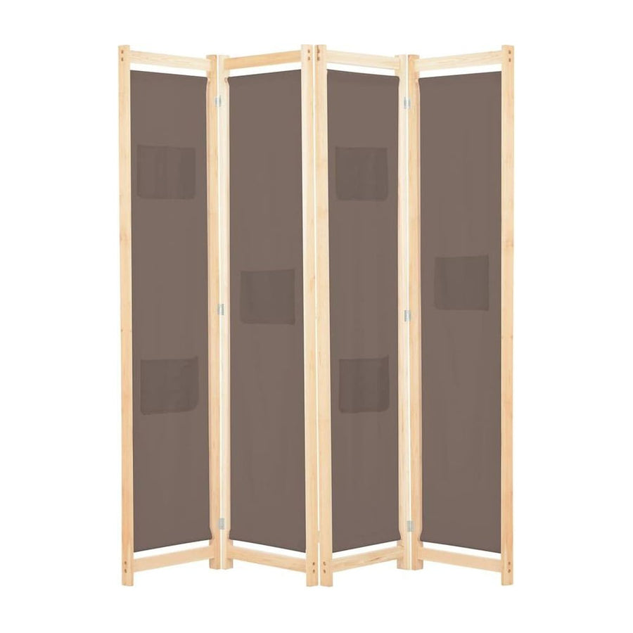 4-Panel Room Divider Brown