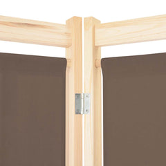 vidaXL 4-Panel Room Divider Brown 160x170x4 cm Fabric 5