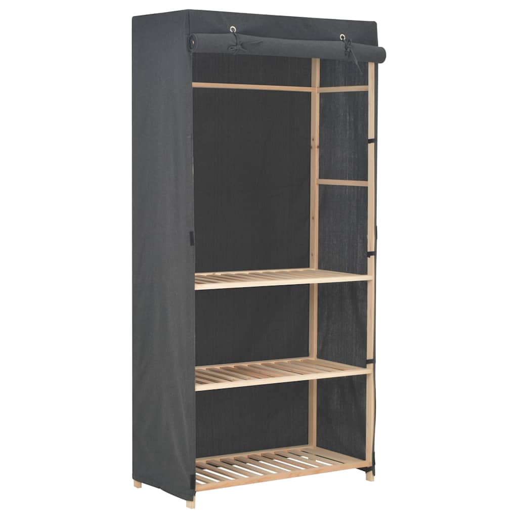 3-Tier Wardrobe 79x40x170 cm Fabric Grey