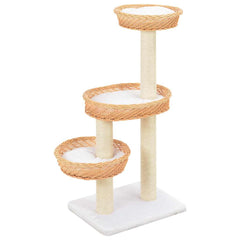 170727 vidaXL Cat Tree with Sisal Scratching Post Natural Willow Wood 1