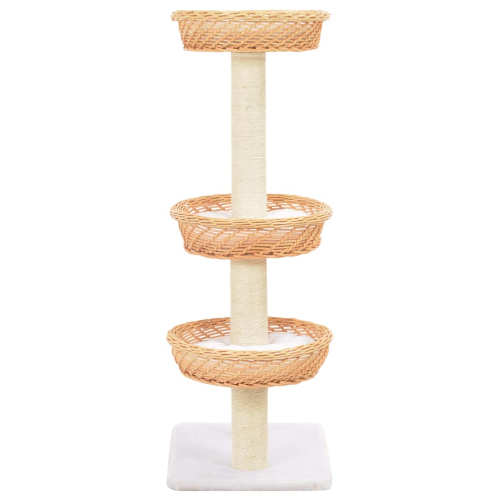 170727 vidaXL Cat Tree with Sisal Scratching Post Natural Willow Wood 2