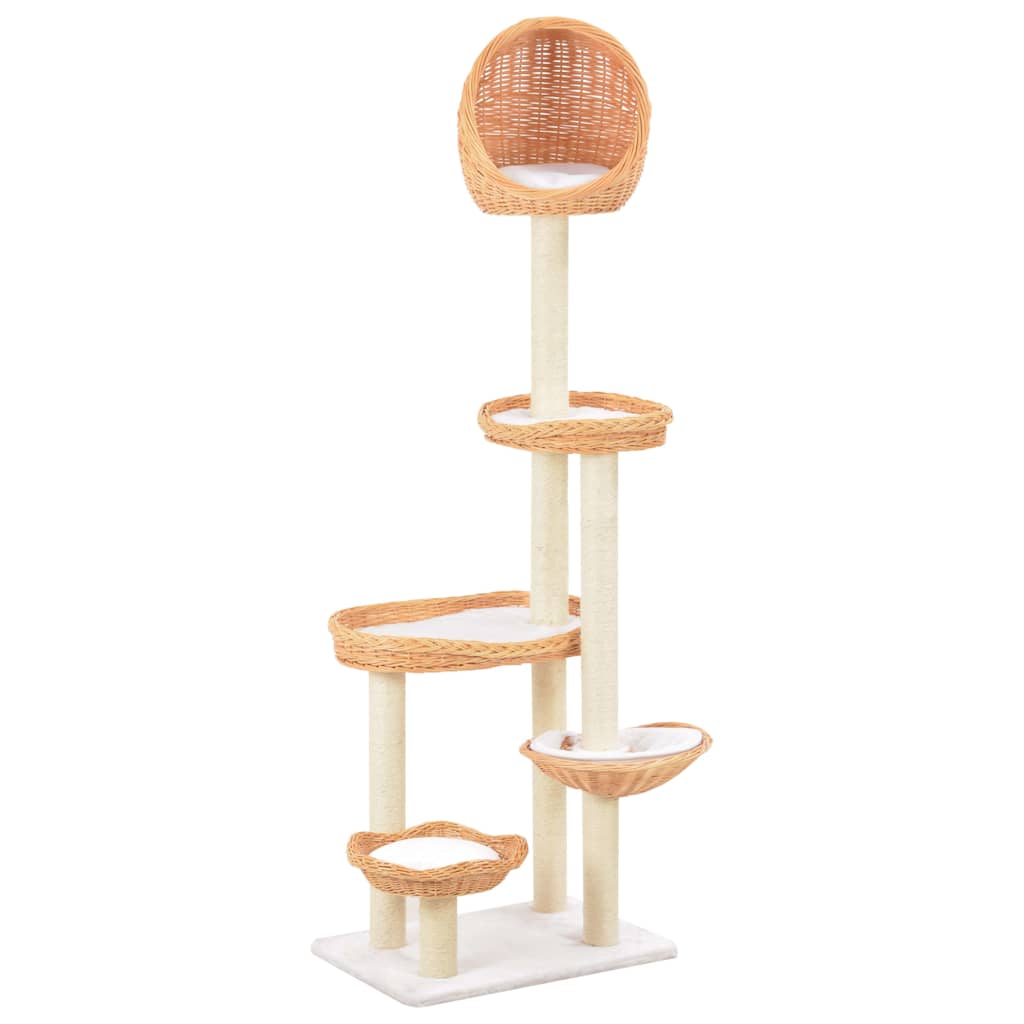 170729 vidaXL Cat Tree with Sisal Scratching Post Natural Willow Wood 1