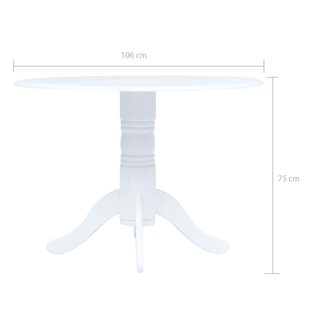 vidaXL Dining Table White 106 cm Solid Rubber Wood 5
