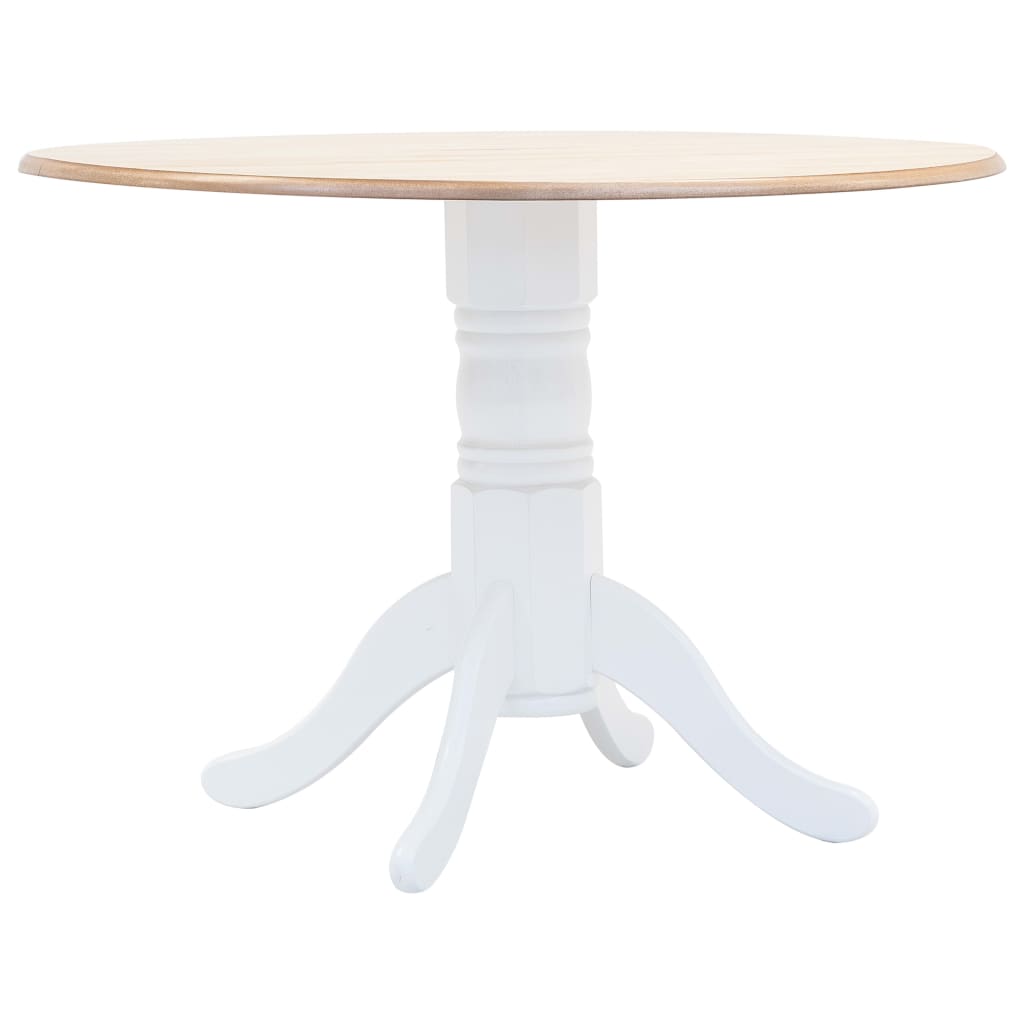 vidaXL Dining Table White and Brown 106 cm Solid Rubber Wood 1