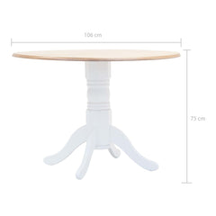vidaXL Dining Table White and Brown 106 cm Solid Rubber Wood 5