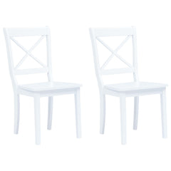vidaXL Dining Chairs 2 pcs White Solid Rubber Wood 1