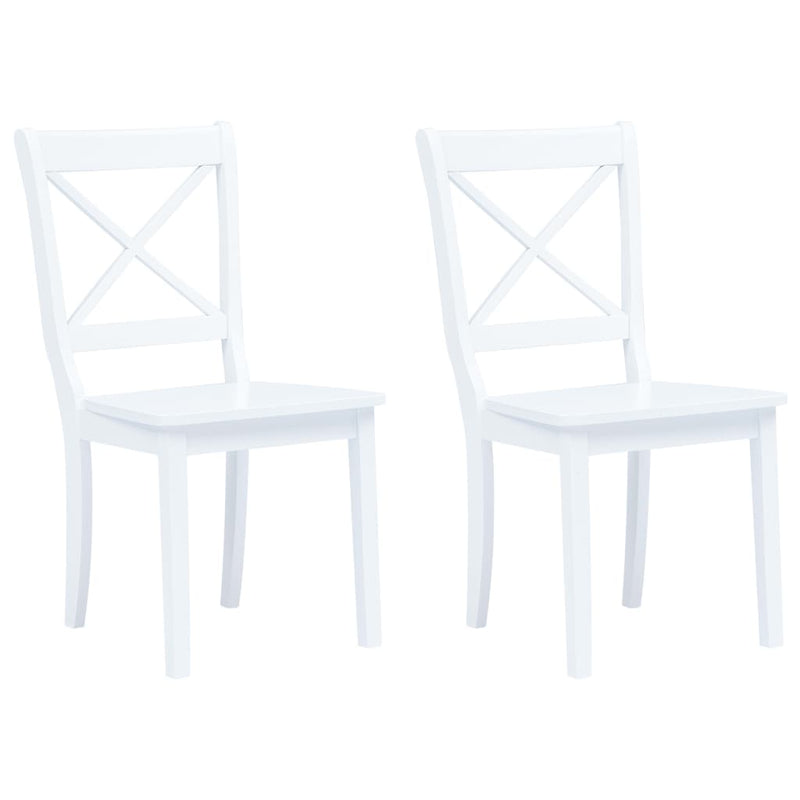 Dining Chairs 2 pcs White Solid Rubber Wood