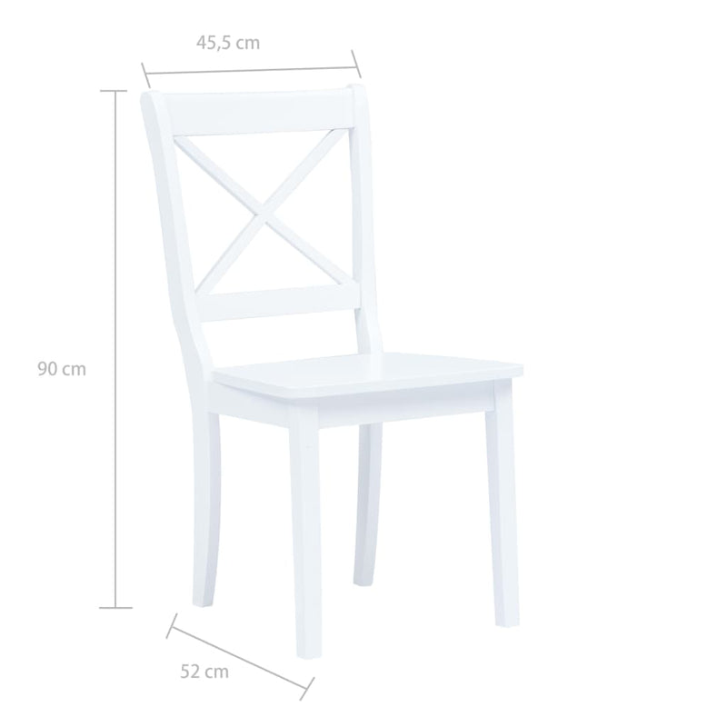 Dining Chairs 2 pcs White Solid Rubber Wood