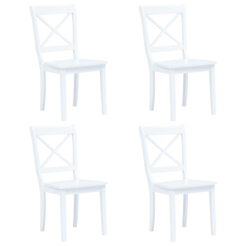 vidaXL Dining Chairs 4 pcs White Solid Rubber Wood 1
