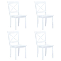vidaXL Dining Chairs 4 pcs White Solid Rubber Wood 1