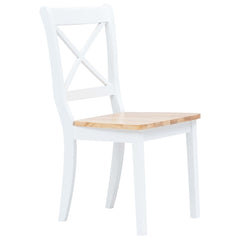 vidaXL Dining Chairs 2 pcs White and Light Wood Solid Rubber Wood 2