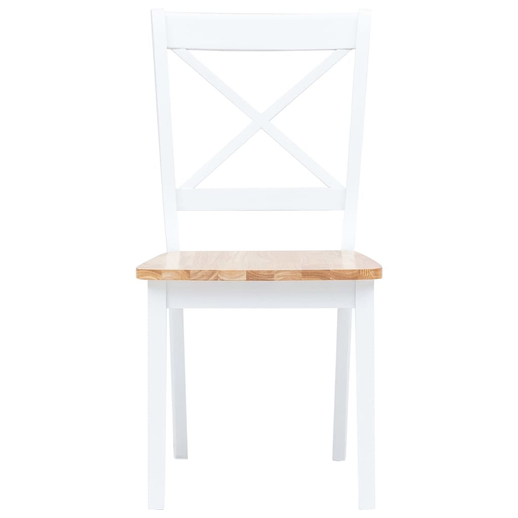 vidaXL Dining Chairs 2 pcs White and Light Wood Solid Rubber Wood 3