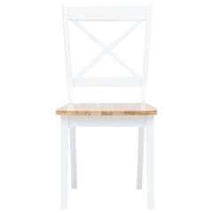 vidaXL Dining Chairs 2 pcs White and Light Wood Solid Rubber Wood 3