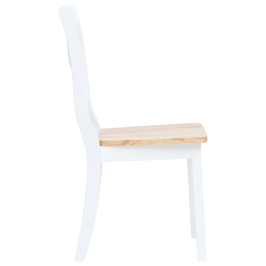 vidaXL Dining Chairs 2 pcs White and Light Wood Solid Rubber Wood 4