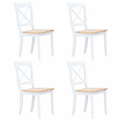 vidaXL Dining Chairs 4 pcs White and Light Wood Solid Rubber Wood 1
