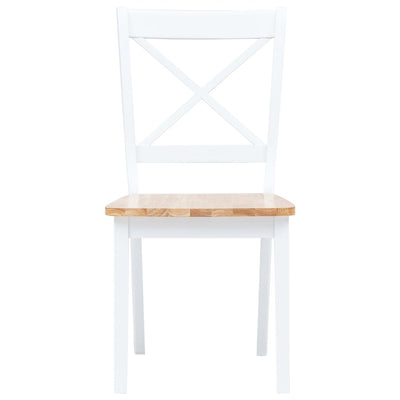 Dining Chairs 4 pcs White and Light Wood Solid Rubber Wood