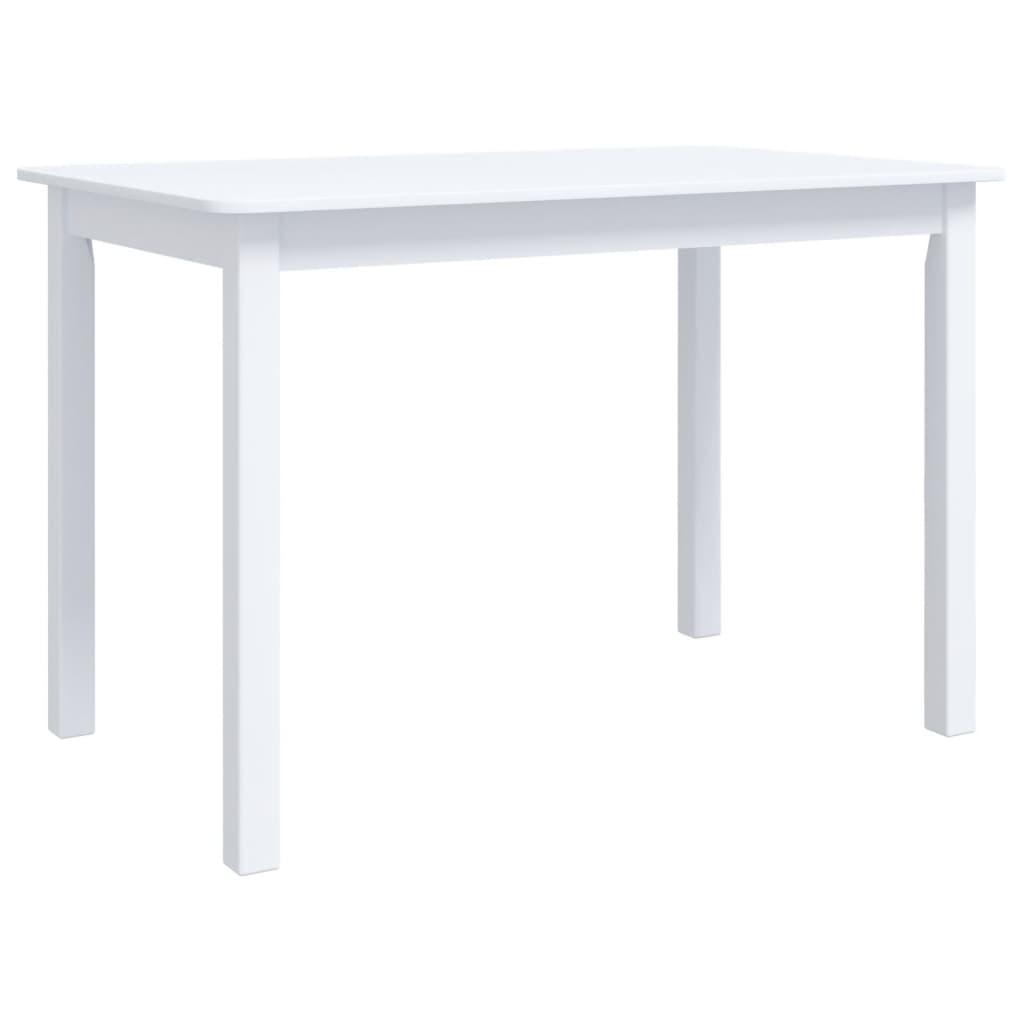 vidaXL Dining Table | White | Solid rubber wood frame, MDF top | Medium 2