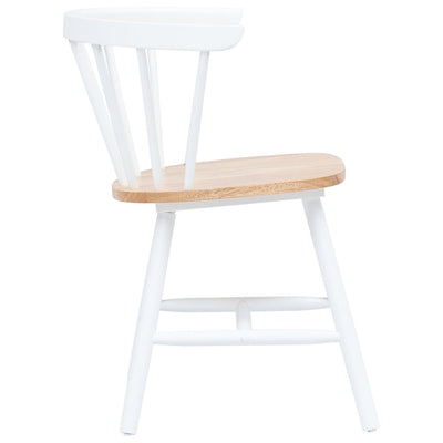 Dining Chairs 2 pcs White and Light Wood Solid Rubber Wood