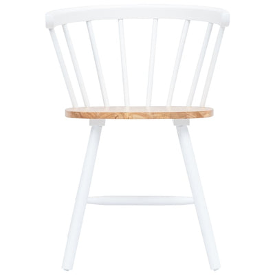 Dining Chairs 2 pcs White and Light Wood Solid Rubber Wood