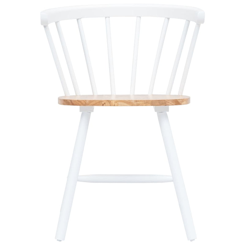 Dining Chairs 2 pcs White and Light Wood Solid Rubber Wood