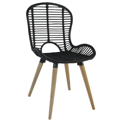 Dining Chairs 6 pcs Black Natural Rattan