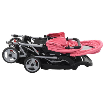 Tandem Stroller Pink and Black Steel