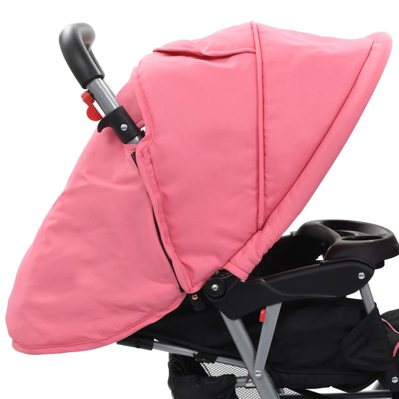 Tandem Stroller Pink and Black Steel