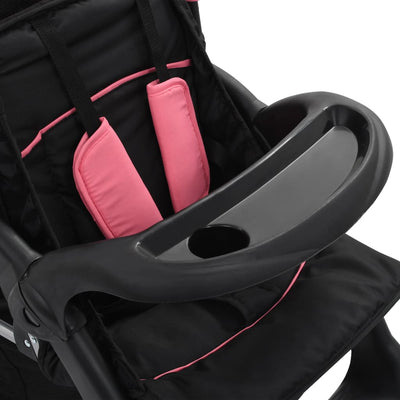 Tandem Stroller Pink and Black Steel