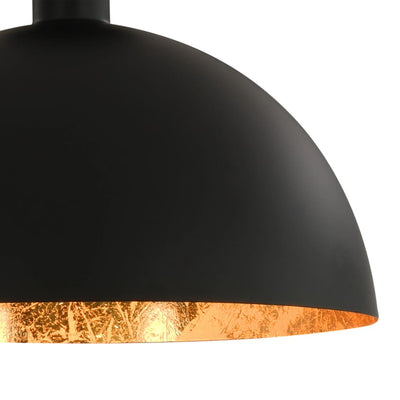 Ceiling Lamps 2 pcs Black and Gold Semi-spherical E27