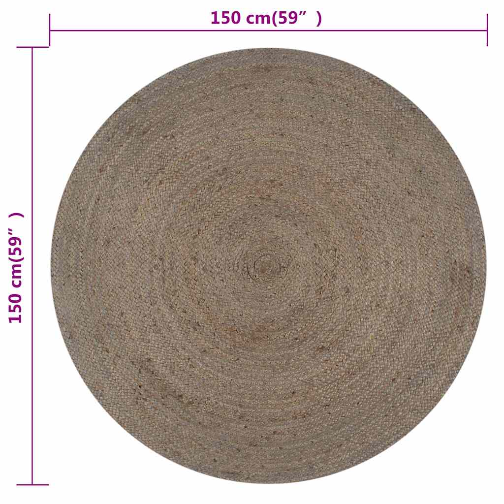 vidaXL Area Rug | Grey | Braided Jute | 150 cm Diameter | Durable | Area Rug 6