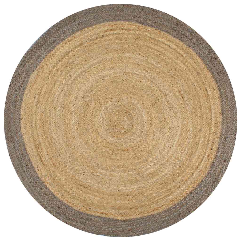 vidaXL Area Rug | Natural and grey | Braided jute | 150 cm diameter | Durable 1