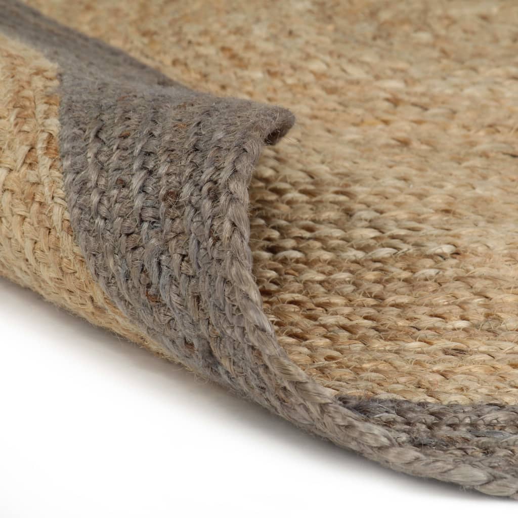 vidaXL Area Rug | Natural and grey | Braided jute | 150 cm diameter | Durable 2