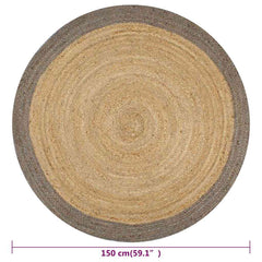 Handmade Rug Jute with Border Grey 150 cm