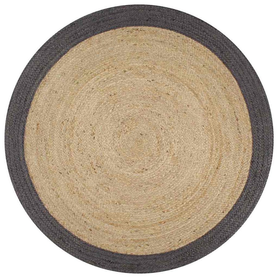 vidaXL Handmade Rug Jute with Dark Grey Border 120 cm 1