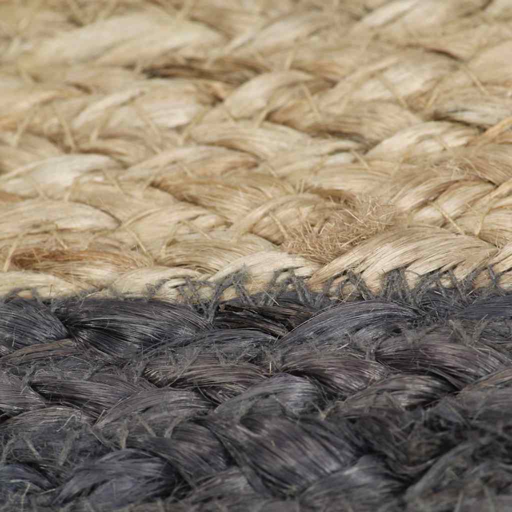Handmade Rug Jute with Border Dark Grey 120 cm