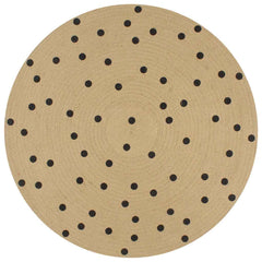 vidaXL Area Rug | Natural and black polka dot | Jute | 120 cm diameter | Durable 1