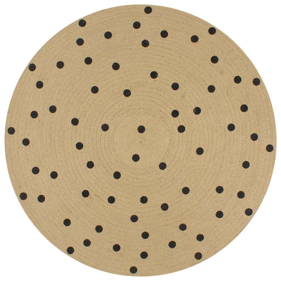vidaXL Area Rug | Natural and black polka dot | Jute | 120 cm diameter | Durable 1