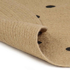 Handmade Rug Jute with White Print 120 cm Polkadots