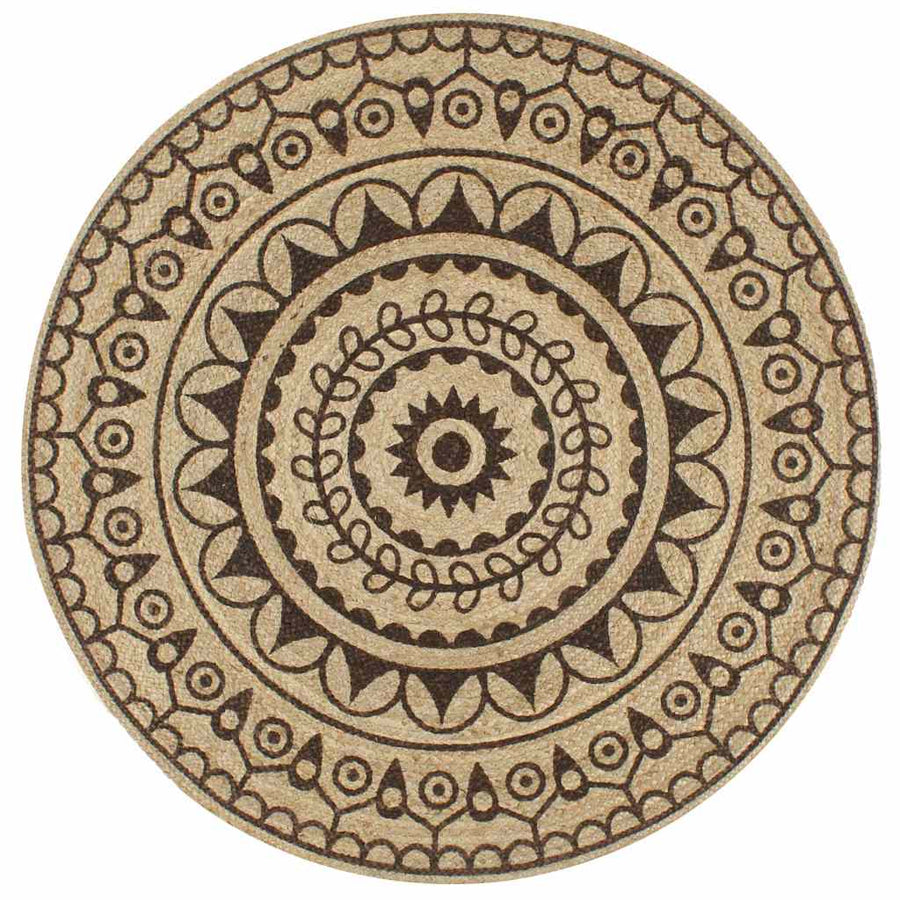 vidaXL Area Rug | Natural and dark brown | Jute | 150 cm | Durable | Area Rug 1