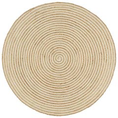 vidaXL Area Rug | Natural and white | 50% jute, 50% cotton | 120 cm diameter 1