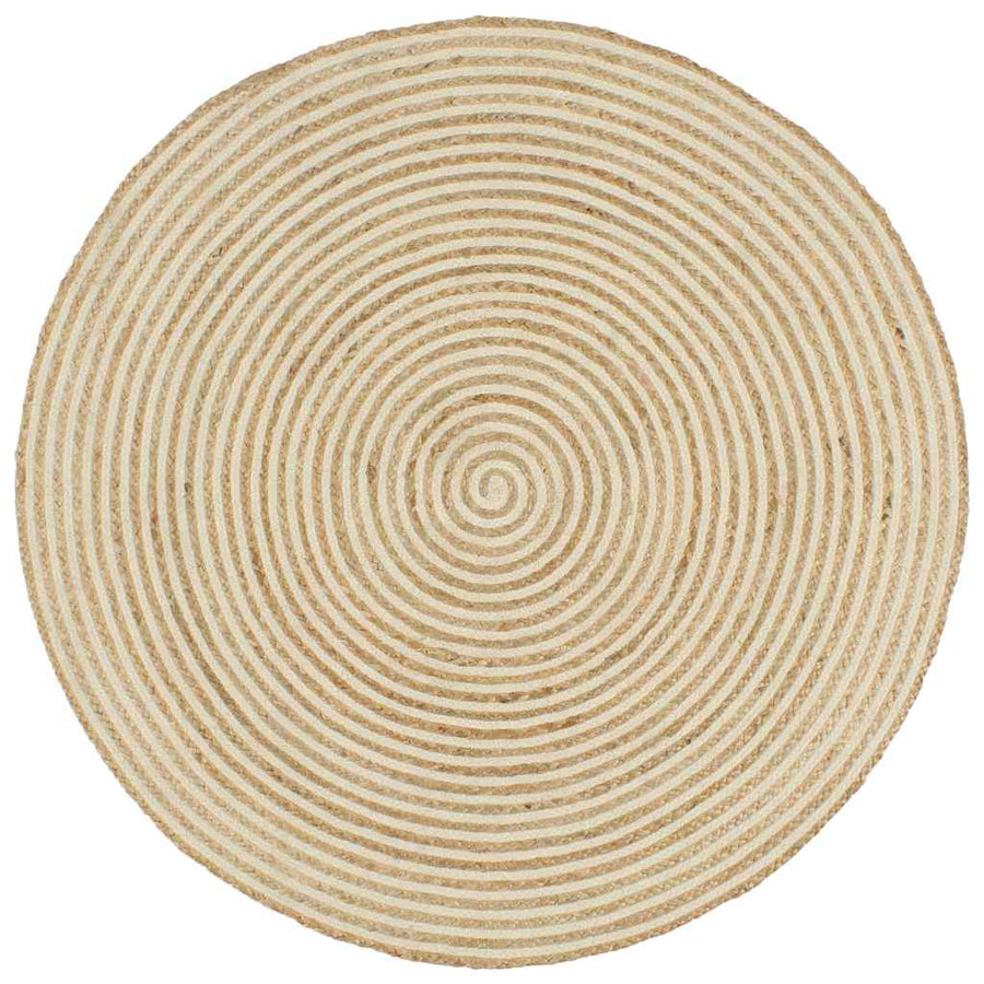 vidaXL Area Rug | Natural and white | 50% jute, 50% cotton | 120 cm diameter 1