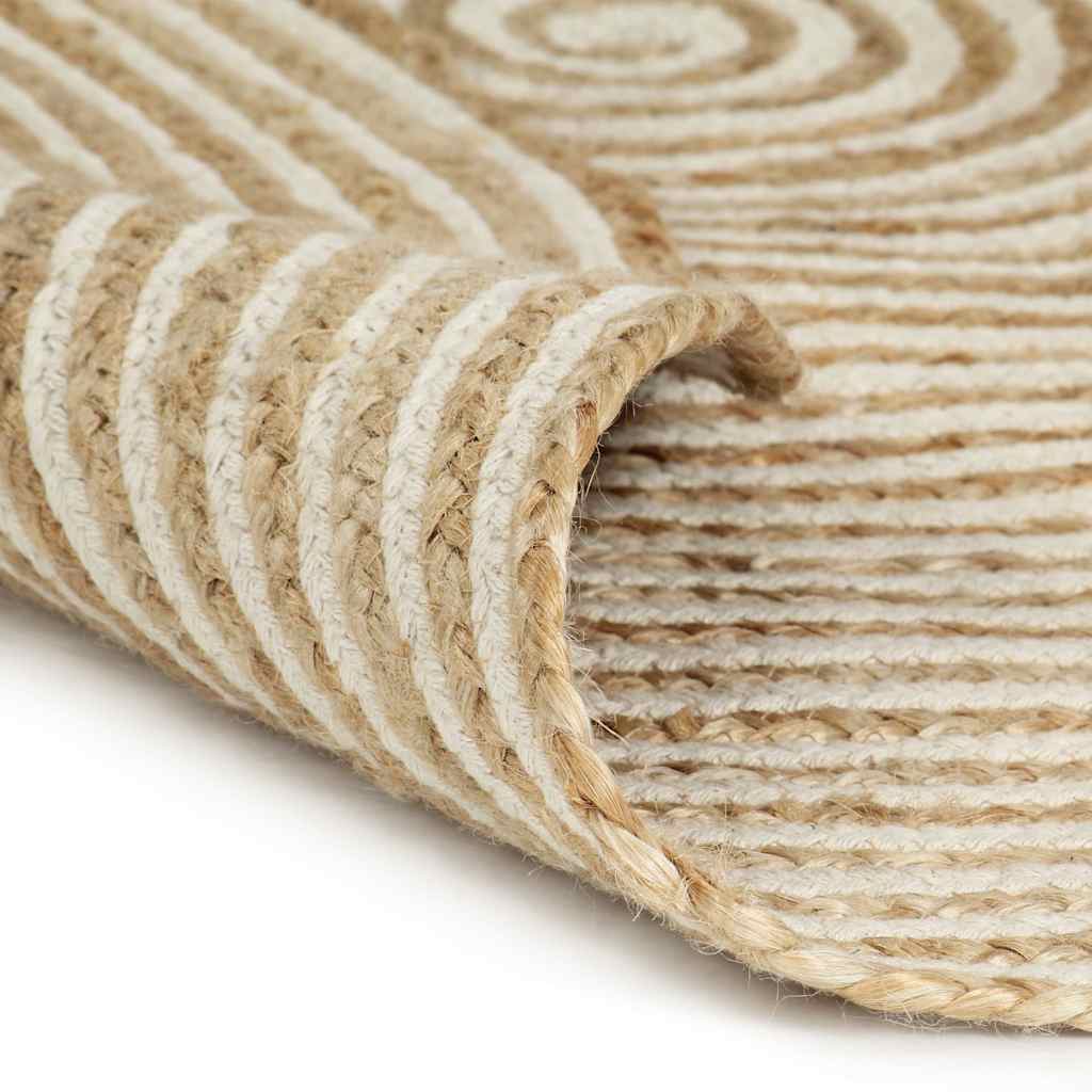 vidaXL Area Rug | Natural and white | 50% jute, 50% cotton | 120 cm diameter 2