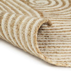 vidaXL Area Rug | Natural and white | 50% jute, 50% cotton | 120 cm diameter 2