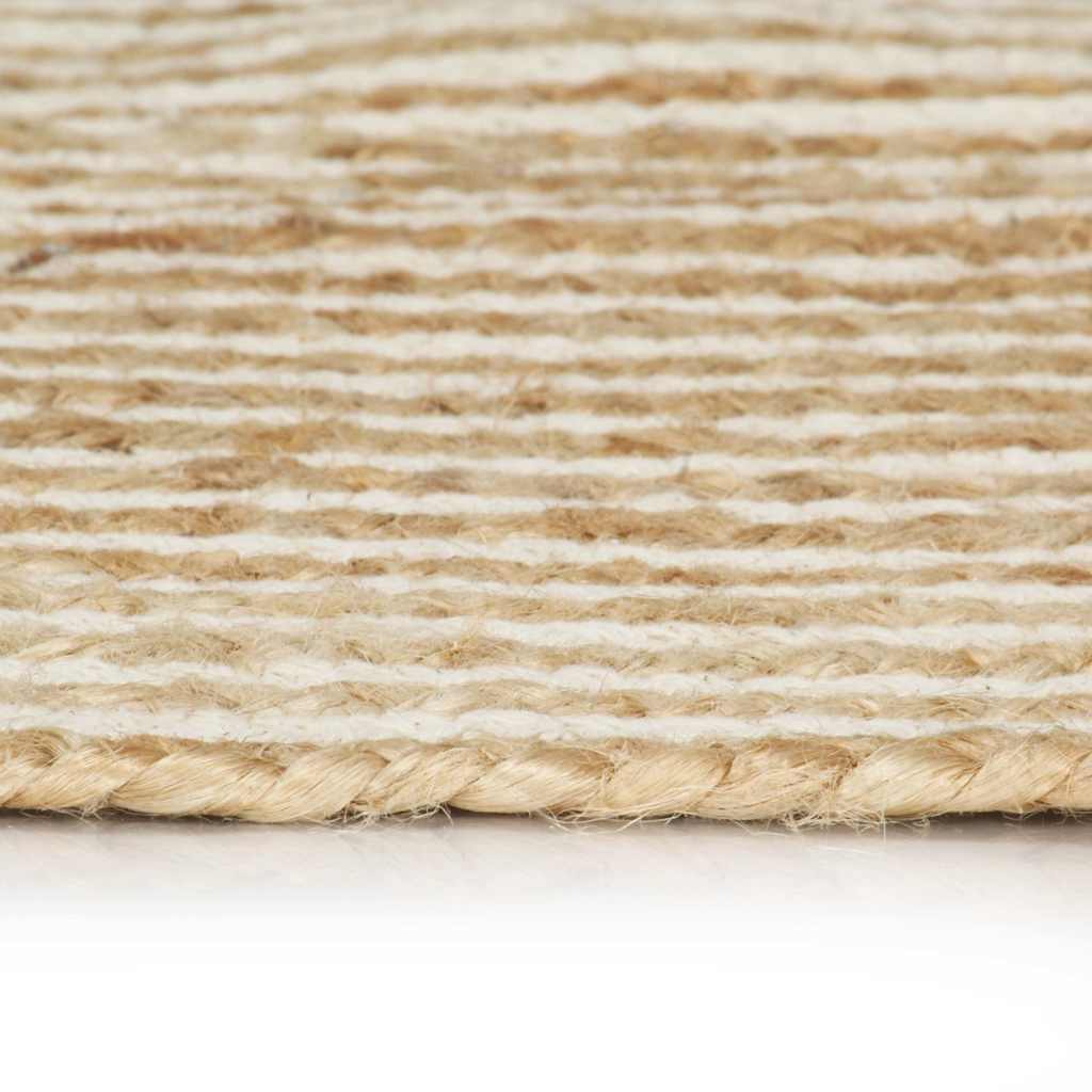 vidaXL Area Rug | Natural and white | 50% jute, 50% cotton | 120 cm diameter 3