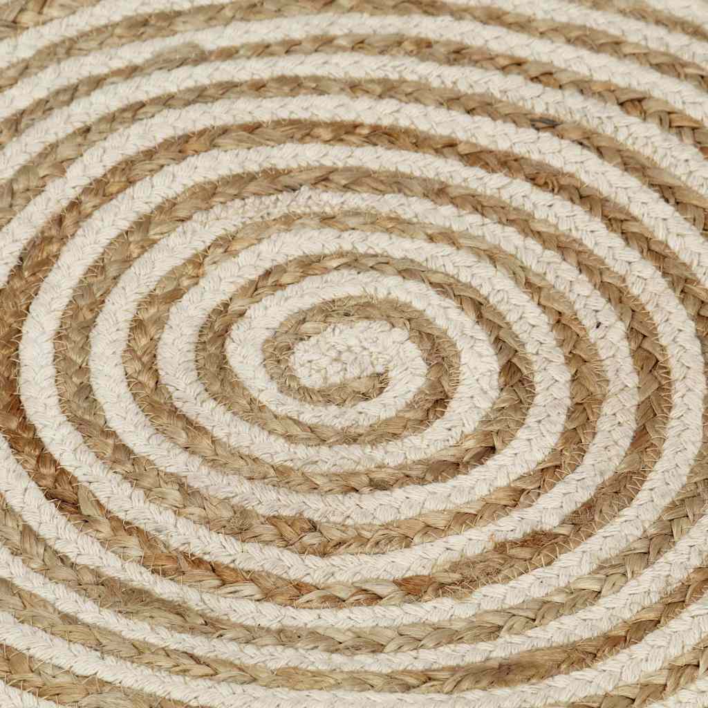 vidaXL Area Rug | Natural and white | 50% jute, 50% cotton | 120 cm diameter 4